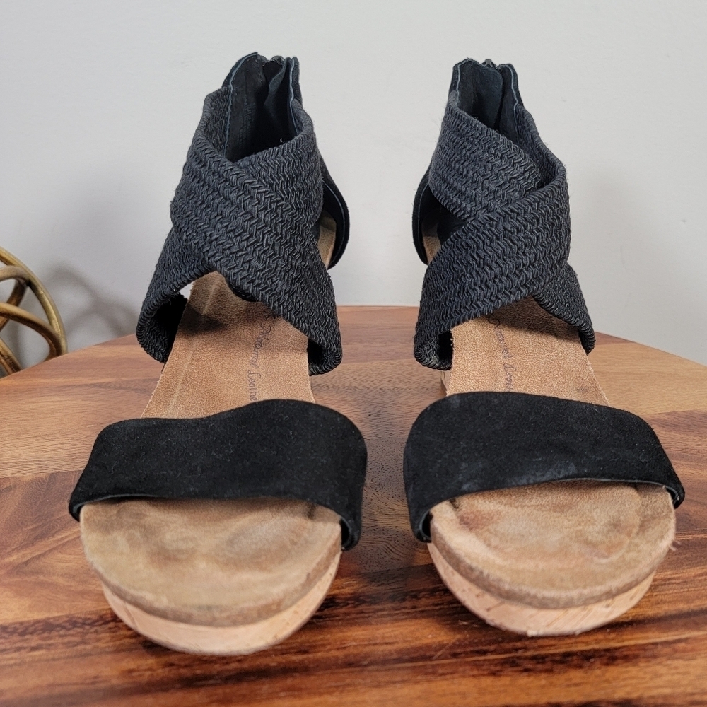 Sofft Black Cork Wedge Sandals - Picture 3 of 11